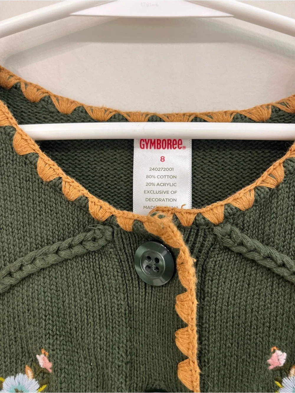 Gymboree Embroidered Sweater Cardigan Girls Size 8 Floral Cottage Fairy